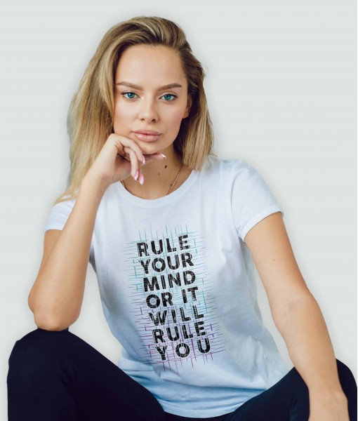 Дамска тениска с щампа Текст и надписи Rule your mind